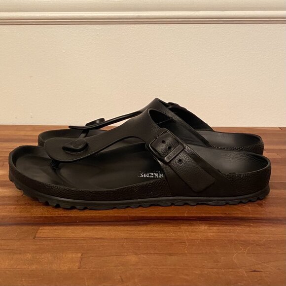 Birkenstock T Strap Thong Sandal with Buckle Gizeh Eva Black Women's Size 7 - Picture 1 of 8